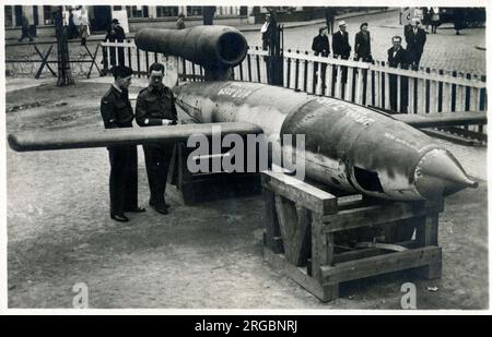 WW2 - Niederlande - eine nicht explodierte deutsche V1-Bombe (Doodlebug). Stockfoto