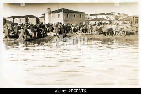 Die Evakuierung der Griechen aus Gallipoli, Türkei - 18. November 1922. Stockfoto