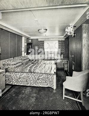 RMS Mauretania, Stateroom, Januar 1949 Stockfoto