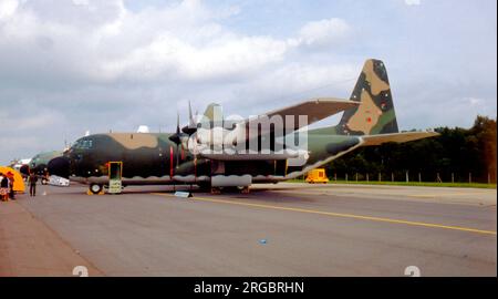 Portugiesische Luftwaffe - Lockheed C-130H Hercules 6805 (msn 4778) vom Esc.501, auf der RAF Greenham Common, am 23. Juni 1979 für die Internationale Flugtätowierung. Stockfoto