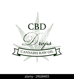 Verpackungsdesign für Cannabis-Produkte. Marihuana-Logo-Vorlage mit handgezeichneten Elementen. Vektordarstellung im Skizzenstil Stock Vektor