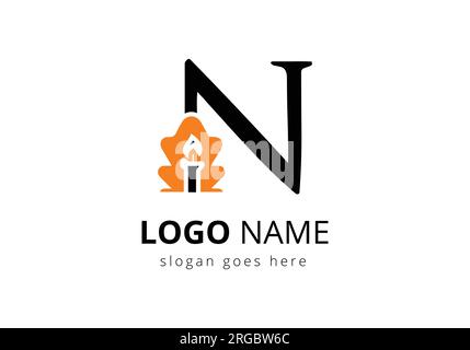 Vektorvorlage mit „N“-Motiv und Kerzenlogo. Für Event, Celebration und Party Symbol Stock Vektor