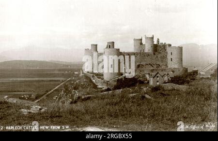 Harlech Castle, Wales, Blick von Südwesten Stockfoto