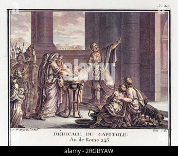 Das römische Kapitol ist den Gottheiten Jupiter, Minerva und Juno gewidmet. Stockfoto