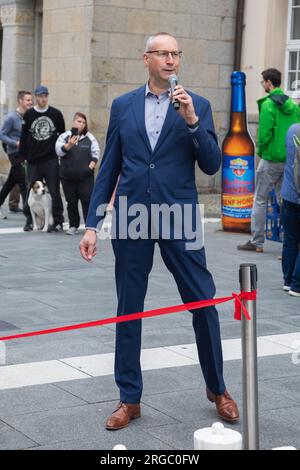 Karsten Vogt Oberbürgermeister bei der Eröffnung der 18. Bautzener Senfwochen und der 2. Bautzener Schachwoche inklusive dem internationalen Wettkampf Stockfoto