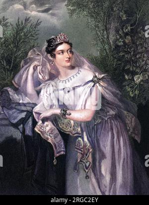 ELIZABETH Gräfin von HARRINGTON (Neongrün), Ehefrau von Leicester Stanhope, Fünfter graf : beispielhaft für den romantischen Stil der Porträtaufnahmen damals in Vogue. Stockfoto