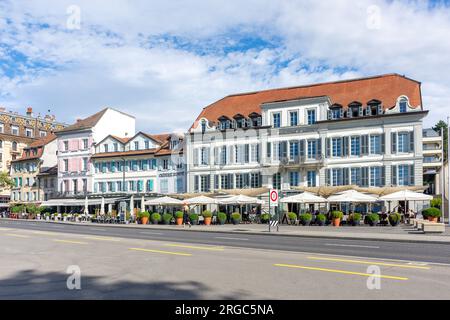 Hotel Du Port und Angleterre, Place du Port, Ouchy, Lausanne, Kanton Vaud, Die Schweiz Stockfoto