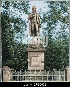 FRIEDRICH VON SCHILLER-Statue des deutschen Schriftstellers, Dichters und Historikers in seiner Heimatstadt Marbach (Süddeutschland). Stockfoto