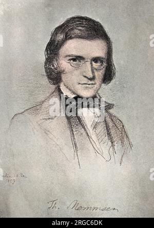 CHRISTIAN MATTHIAS THEODOR MOMMSEN, eine berühmte deutsche Klassenwissenschaftlerin, in relativ frühen Jahren - die meisten Bilder zeigen ihm ehrenhaft gereift! Stockfoto