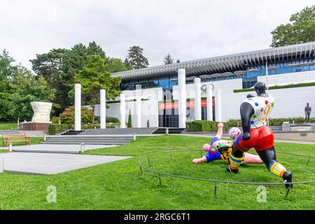 Eintritt zum Olympischen Museum (Musée Olympique), Quai d'Ouchy, Lausanne, Kanton Vaud, Schweiz Stockfoto