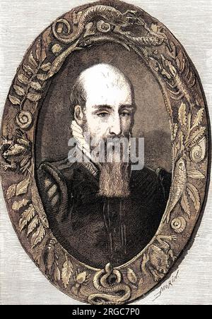 BERNARD PALISSY, französischer Erfinder der Töpfertechnik, schikaniert, weil er ein Protestant ist, aber von der Nachwelt geehrt wird. Stockfoto