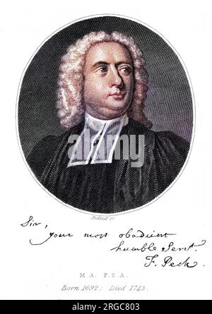 FRANCIS PECK Kirchenmann, Vorgänger von Lincoln und Antiquität. Mit seinem Autogramm Stockfoto