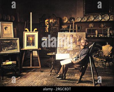 SIR EDWARD JOHN POYNTER Künstler, in seinem Atelier Stockfoto