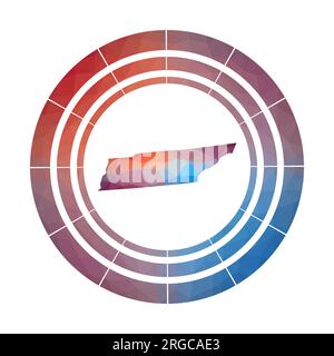 Tennessee-Emblem. Helles Farbverlauf-Logo des US-Bundesstaates in flachem Poly-Stil. Stock Vektor
