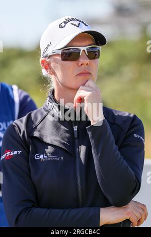 Madelene Maria Sagstrom, schwedische Profi-Golferin, spielt beim Scottish Women's Open Golfturnier, das bei Dundonald Links Irvine stattfindet Stockfoto