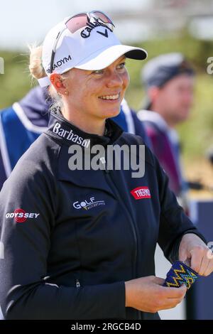 Madelene Maria Sagstrom, schwedische Profi-Golferin, spielt beim Scottish Women's Open Golfturnier, das bei Dundonald Links Irvine stattfindet Stockfoto