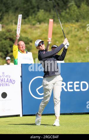 Madelene Maria Sagstrom, schwedische Profi-Golferin, spielt beim Scottish Women's Open Golfturnier in Dundonald Links, Irvine Stockfoto