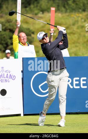 Madelene Maria Sagstrom, schwedische Profi-Golferin, spielt beim Scottish Women's Open Golfturnier in Dundonald Links, Irvine Stockfoto