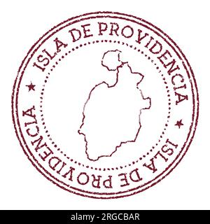 Runde Gummimarke der Isla de Providencia mit Inselkarte. Vintage-roter Passstempel mit kreisförmigem Text und Sternen, Vektorgrafik. Stock Vektor