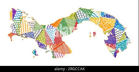 Kinderkarte von Panama. Handgezeichnete Polygone in Panamaform. Vektordarstellung. Stock Vektor