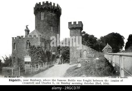 Edgehills bei Bambury, Oxfordshire - Schauplatz der berühmten Schlacht von Edgehill zwischen der parlamentarischen Armee von Oliver Cromwell und den Royalist Cavaliers von König Charles I. während des Englischen Bürgerkriegs, kämpfte in der Nähe von Edge Hill und Kineton im Süden von Warwickshire am Sonntag, den 23. Oktober 1642. Stockfoto