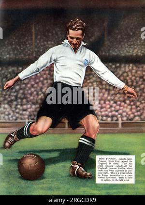 Tom Finney, rechter Fußballer vor Preston North End und England Stockfoto