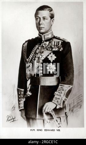 König Edward VIII (1894-1972) - König des Vereinigten Königreichs und die Dominionen des Britischen Reiches und Kaiser von Indien vom 20. Januar 1936 bis zu seiner Abdankung im Dezember desselben Jahres. Stockfoto