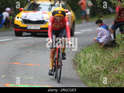 OLAUSSON Wilma vom Uno-X Pro Cycling Team während der Tour de France Femmes avec Zwift, Stage 8, Time Trial, Pau - Pau (22,6 km) am 30. Juli 2023 in Frankreich - Photo Laurent Lairys / DPPI Stockfoto