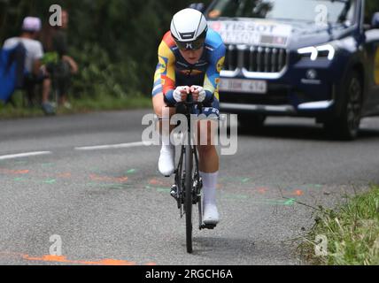 HANSON Lauretta von Lidl - Trek während der Tour de France Femmes avec Zwift, Stage 8, Time Trial, Pau - Pau (22,6 km) am 30. Juli 2023 in Frankreich - Photo Laurent Lairys / DPPI Stockfoto