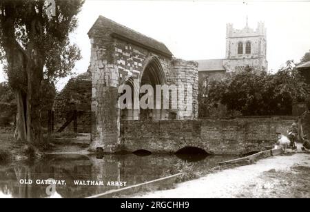 Old Gateway und Abbey Church, Waltham Abbey, Essex Stockfoto