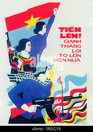 Vietnamesisches Patriotic Poster – „Schließ dich an und Gewinne einen großen Sieg!“ Stockfoto