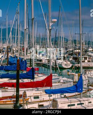 Sausalito Harbor, Mount Tamalpais, Marin County, Kalifornien Stockfoto