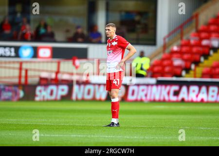 Oakwell Stadium, Barnsley, England - 8. August 2023 Jack Shepherd (41) of Barnsley - während des Spiels Barnsley gegen Tranmere Rovers, EFL Cup, 2023/24, Oakwell Stadium, Barnsley, England - 8. August 2023 Kredit: Arthur Haigh/WhiteRosePhotos/Alamy Live News Stockfoto