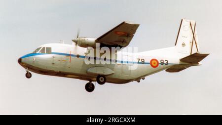 Ejercito del Aire - CASA C.212-100 Aviocar TE.12B-40 / 79-93 (msn C212-E1-2-79), von Ala 79, im Royal International Air Tattoo - RAF Fairford 22. Juli 1991. (Ejercito del Aire - Spanische Luftwaffe). Stockfoto