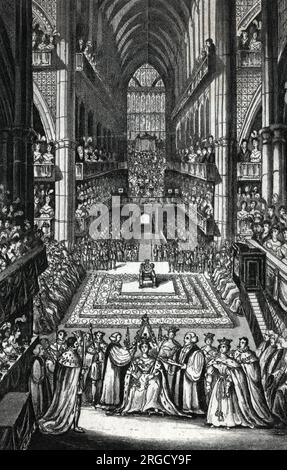 Die Krönung von Königin Victoria bei ihrer Krönung, Westminster Abbey, London Stockfoto