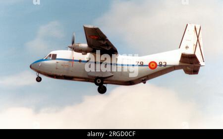 Ejercito del Aire - CASA C.212-100 Aviocar TE.12B-40 - 79-93 (msn C212-E1-2-76), von Ala 79, im Royal International Air Tattoo - RAF Fairford 22. Juli 1991. (Ejercito del Aire - Spanische Luftwaffe). Stockfoto