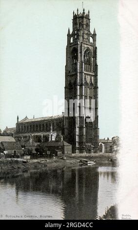 16. Century St. Botolph's Church (der „Boston Stump“), Boston, Lincolnshire. Die Kirche hat einen der höchsten mittelalterlichen Türme des Landes, mit einer Höhe von etwa 266 Fuß 9 Zoll (81,31m cm). Stockfoto