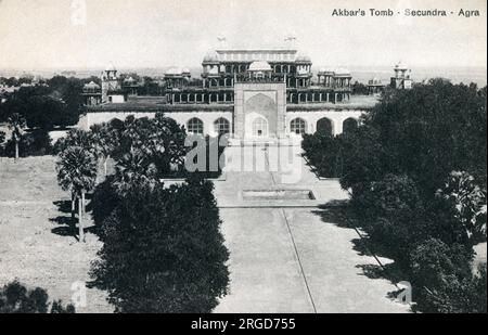 Agra, Indien - Grab von Akbar dem Großen, Sikandra. Stockfoto