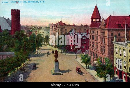 Grant Square, Brooklyn, New York, USA – Reiterstatue von Generalmajor Ulysses S. Grant. Stockfoto