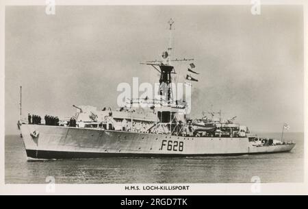 H.M.S. Loch Killisport (K628/F628) war eine Fregatte der Loch-Klasse der britischen Royal Navy, benannt nach Loch Killisport in Schottland. 1945 in Auftrag gegeben - erbaut von Harland und Wolff, Belfast. Stockfoto