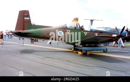 Slowenische Luftwaffe - Pilatus PC-9M Hudournik L9-52 (msn 181), Letalska Sola, auf der Royal International Air Tattoo - RAF Fairford, 16. Juli 2015. Stockfoto