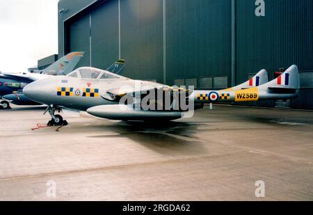 De Havilland DH.115 Vampire Trainer T.55 G-DHZZ / 'WZ589' (msn 15164, ex U-1230), mit falschen RAF-Markierungen. Stockfoto