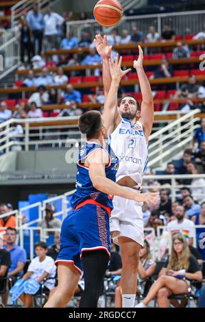 Athen, Lombardei, Griechenland. 8. Aug. 2023. 21 IOANNIS PAPAPETROU von Griechenland während des Aegean Acropolis Tournament zwischen Griechenland und Serbien am 8. August 2023 im Oaka-Stadion in Athen, Griechenland. (Kreditbild: © Stefanos Kyriazis/ZUMA Press Wire) NUR REDAKTIONELLE VERWENDUNG! Nicht für den kommerziellen GEBRAUCH! Stockfoto