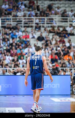 Athen, Lombardei, Griechenland. 8. Aug. 2023. 7 BOGDAN BOGDANOVIC von Serbien während des Aegean Acropolis Tournament zwischen Griechenland und Serbien am 8. August 2023 im Oaka-Stadion in Athen, Griechenland. (Kreditbild: © Stefanos Kyriazis/ZUMA Press Wire) NUR REDAKTIONELLE VERWENDUNG! Nicht für den kommerziellen GEBRAUCH! Stockfoto