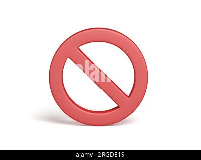 Verbotsschild isoliert auf weißem Hintergrund. Symbol. Verbote. Verbotsschild. 3D Abbildung. Stockfoto