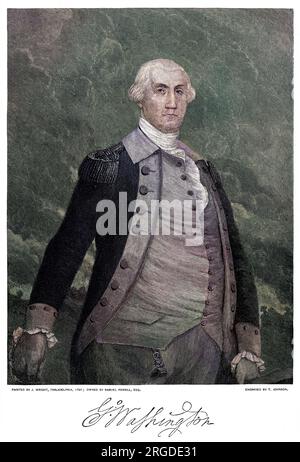 GEORGE WASHINGTON Oberbefehlshaber der amerikanischen Armee. Mit seinem Autogramm Stockfoto