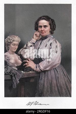 HARRIET HOSMER (1830-1908), amerikanische Bildhauerin mit Autogramm. Stockfoto