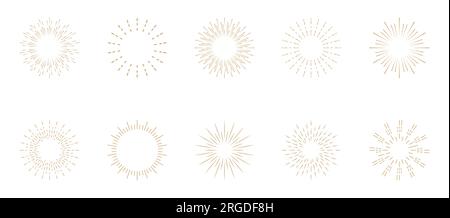 Vektor für Sonnensymbole. Starburst, Feuerwerk einfarbig. Große Kollektion Sunburst beste Qualität. Stern, Feuerwerk-Explosion, Logo, Emblem, Stock Vektor