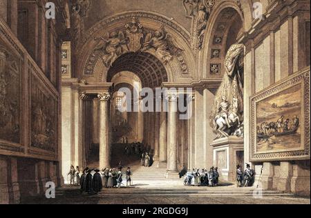 Kardinäle versammeln sich zu einem Treffen in der Sixtinischen Kapelle. Stockfoto