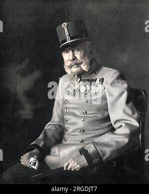 Franz Josef, Kaiser von Osterreich und König von Ungarn (1830-1916). Die Ermordung seines Neffen und Erben Franz Ferdinand im Jahr 1914 durch serbische Nationalisten in Sarajewo veranlasste ihn, Serbien anzugreifen und so den Ersten Weltkrieg auszulösen Stockfoto